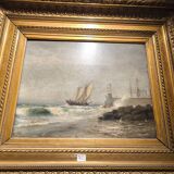 Oil on canvas, late 19th century, seascape by André Maglione