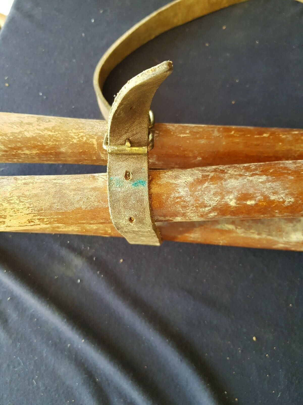 Wooden and leather folding stool