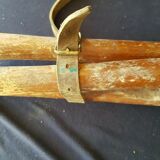 Wooden and leather folding stool