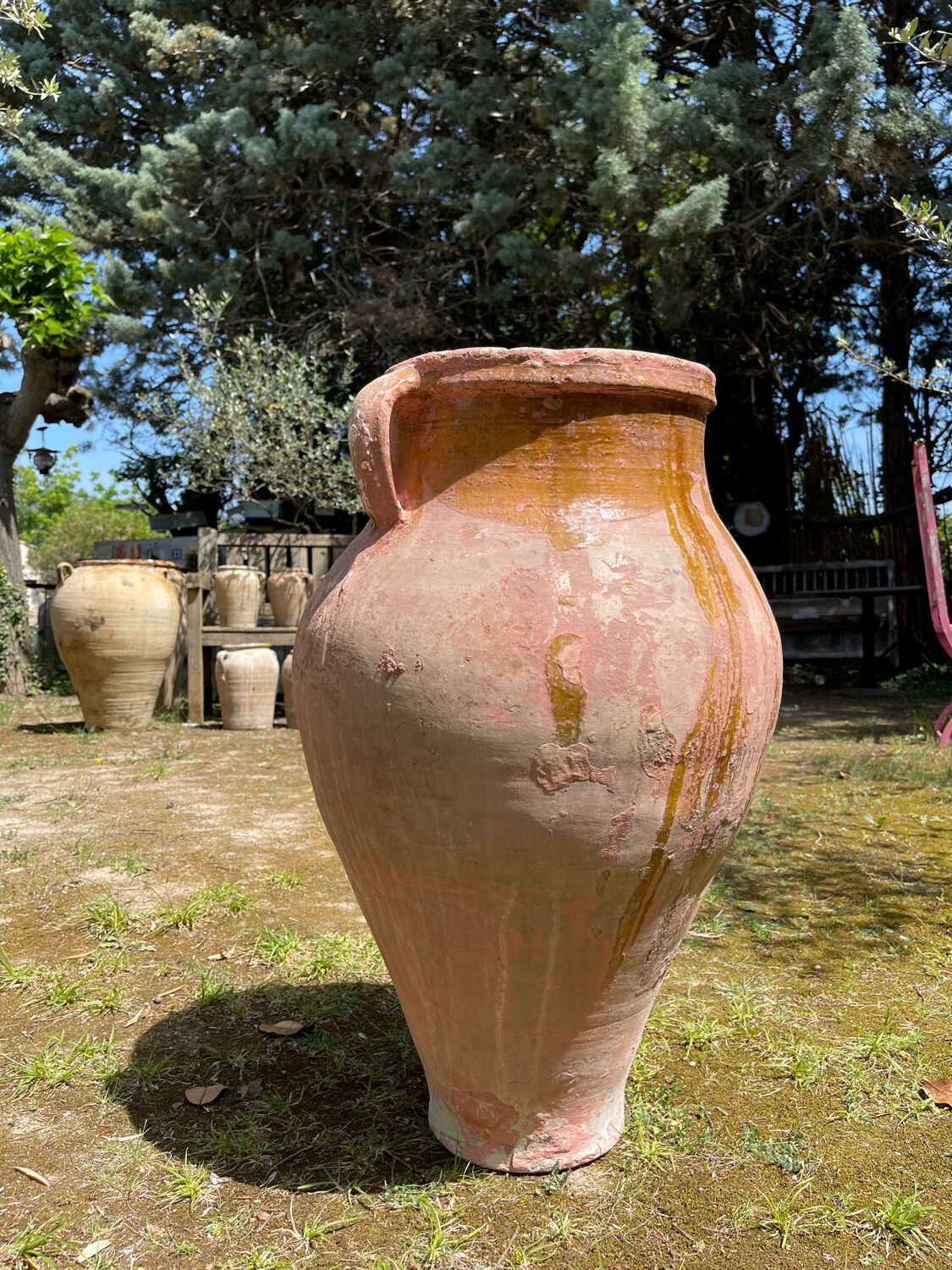 Ancient terracotta pottery jar