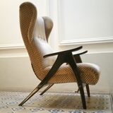 Fauteuil Wing chair à système de relaxation année 50/60