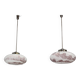 1970s Czech mid-century pendant lights, blown glass and chrome, rewired, pair