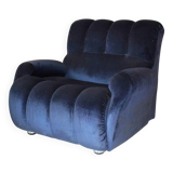 Fauteuil italien moderne en velours bleu