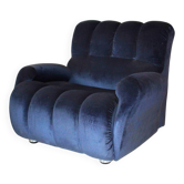 Fauteuil italien moderne en velours bleu