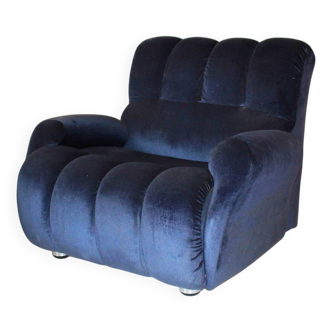 Fauteuil italien moderne en velours bleu
