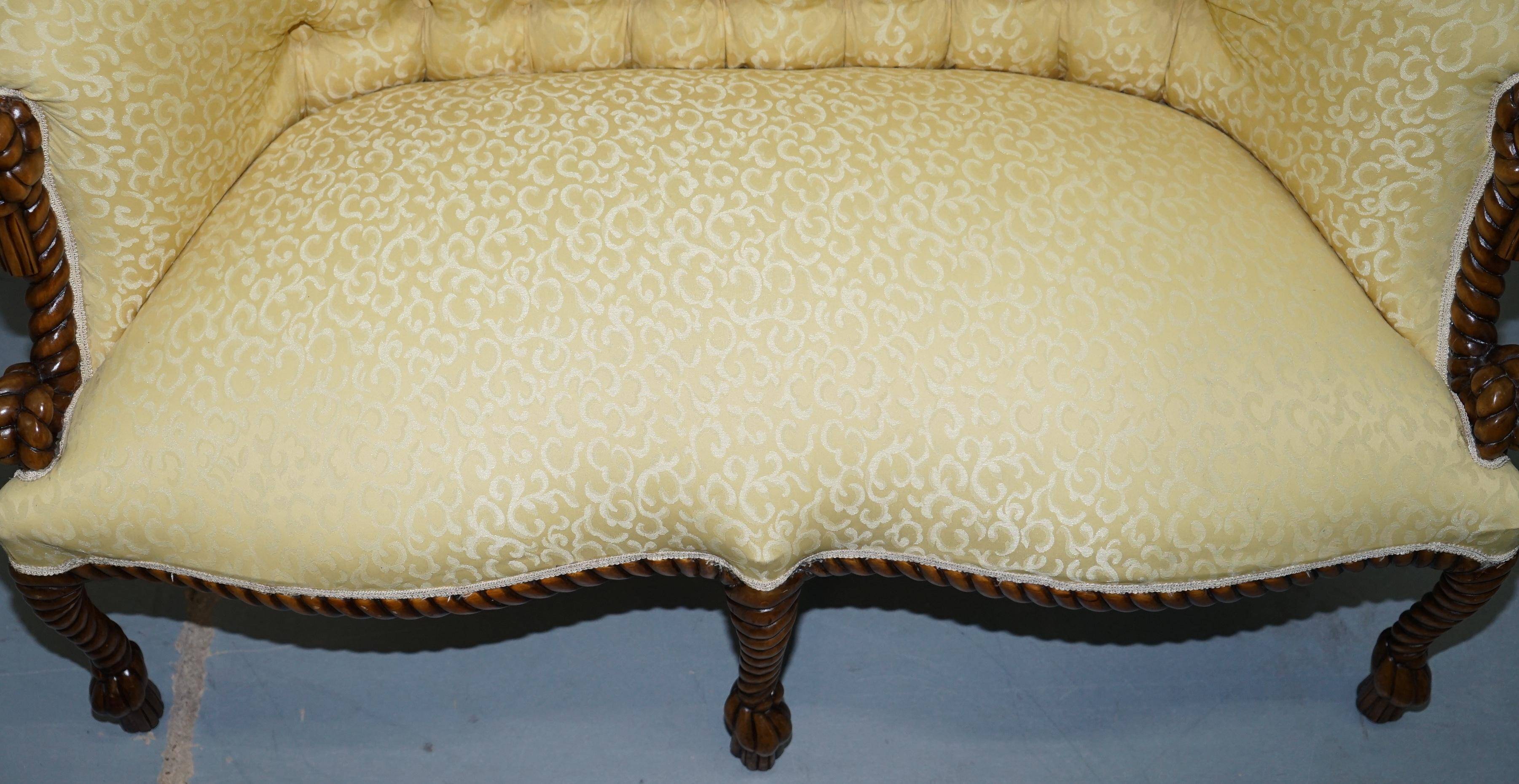 Ensemble sièges style Napoléon III en Rope Twist: fauteuil & canapé Chesterfield
