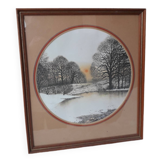 Winter landscape painting