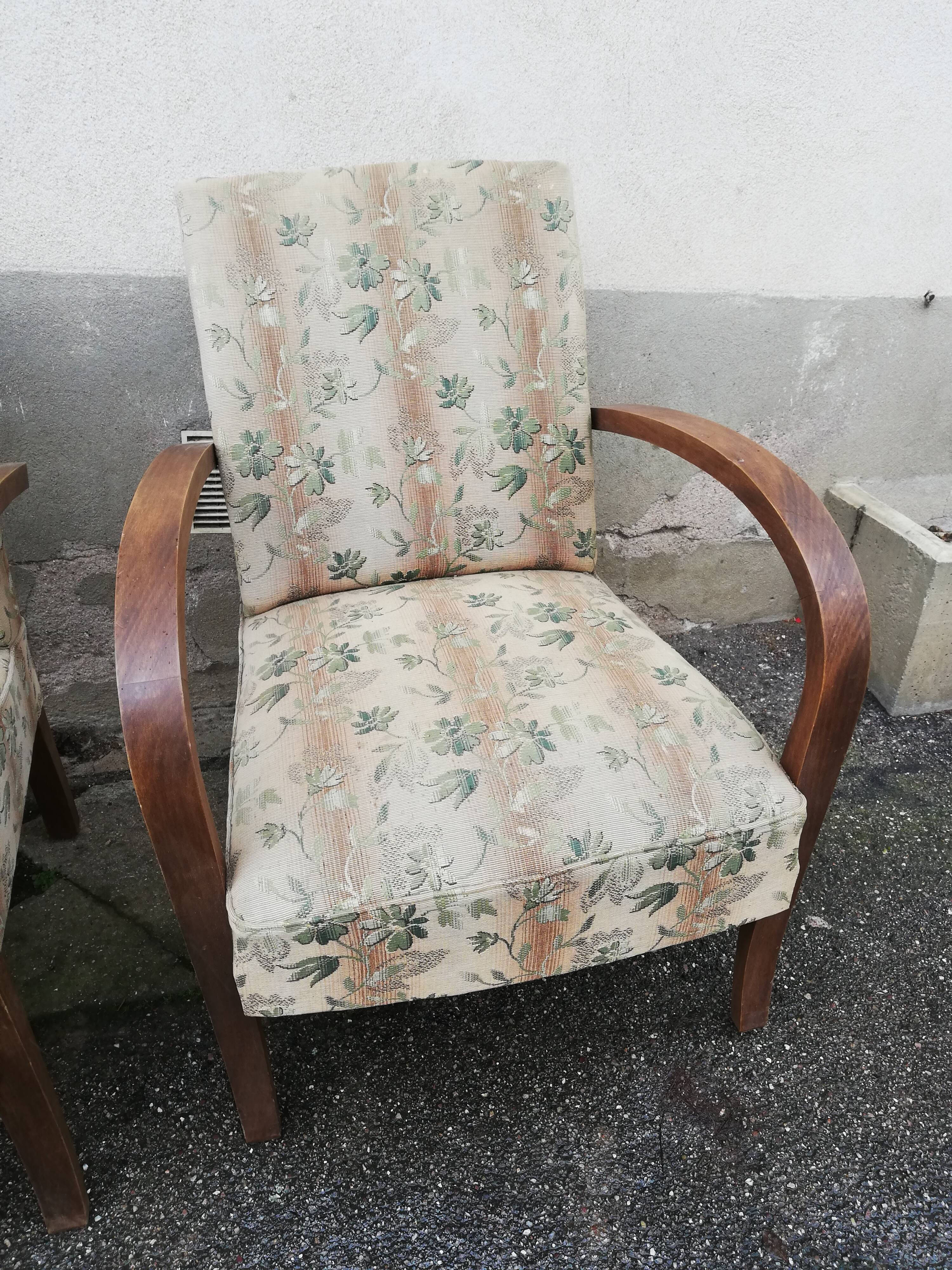 Paire de fauteuils années 50 tissu fleuri