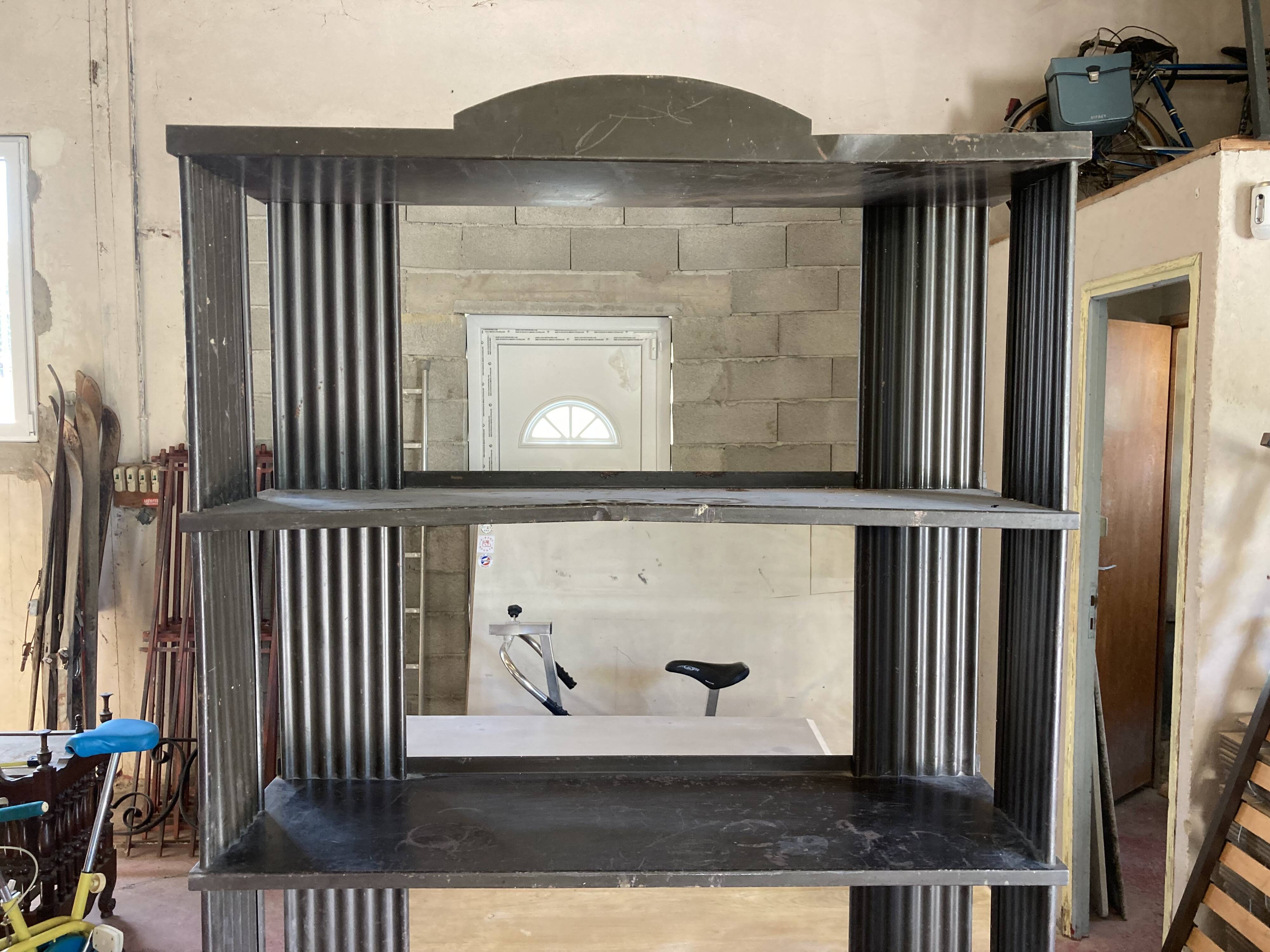 Black tole floor cabinet industrial style circa 1930