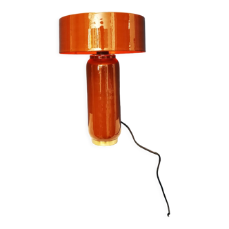 Burgundy red enamelled metal lamp
