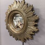 Miroir convexe soleil doré antique