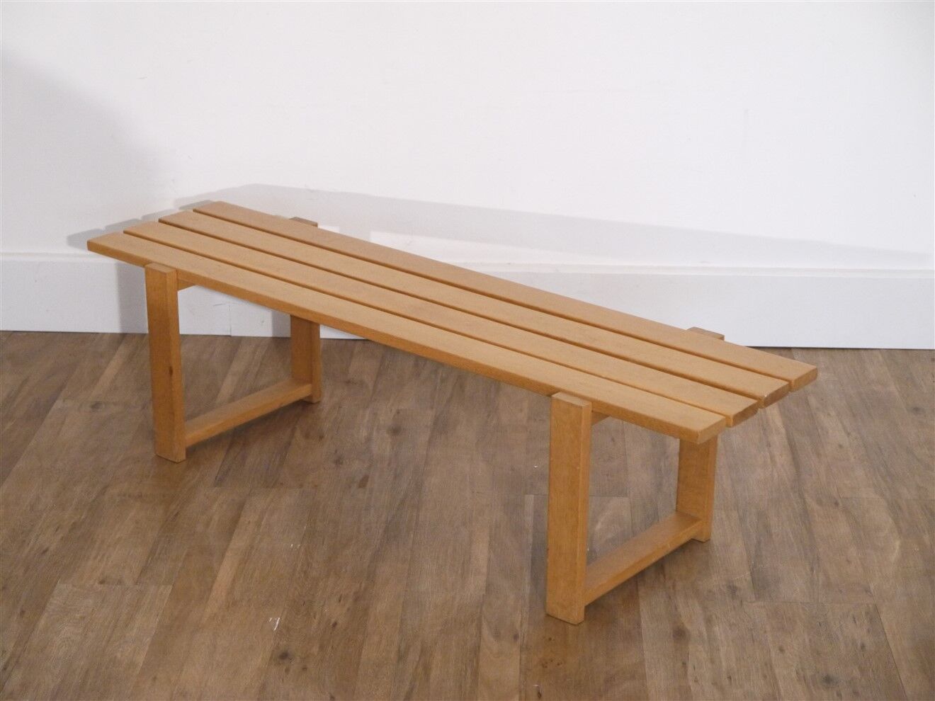 Vintage wooden slat bench 1970