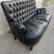 Black leather sofa 2 padded seats