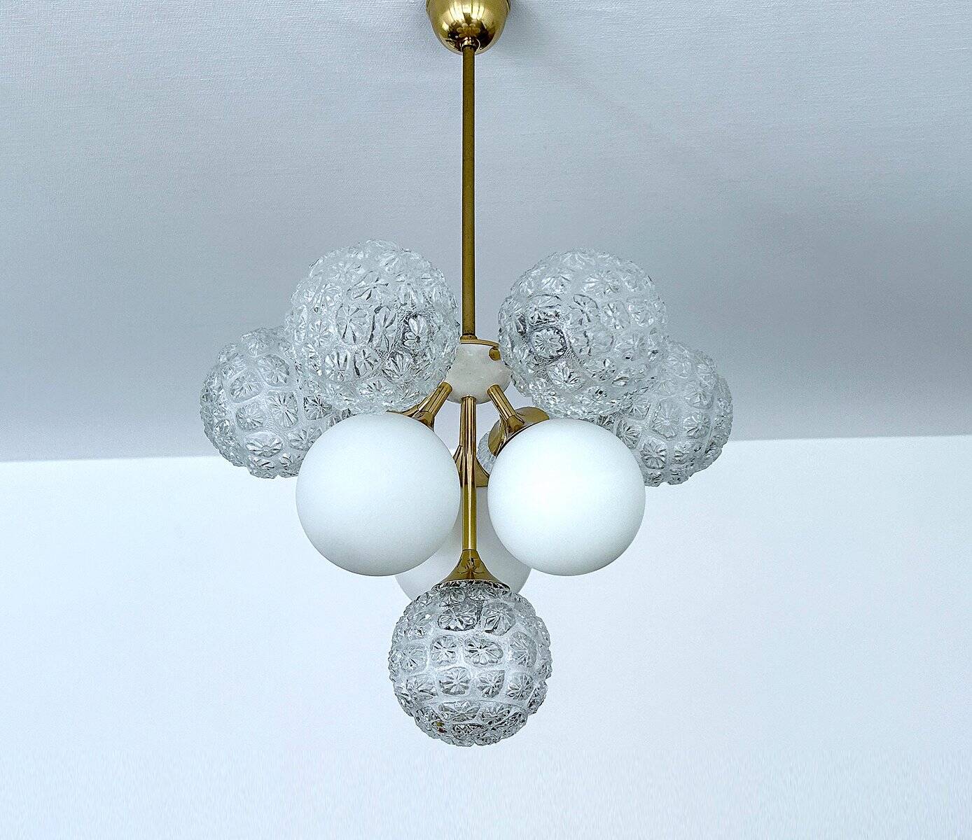Large  Vintage Glass Pendant Light, 1960s