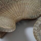 Pair of rattan lotus armchairs, 1970s