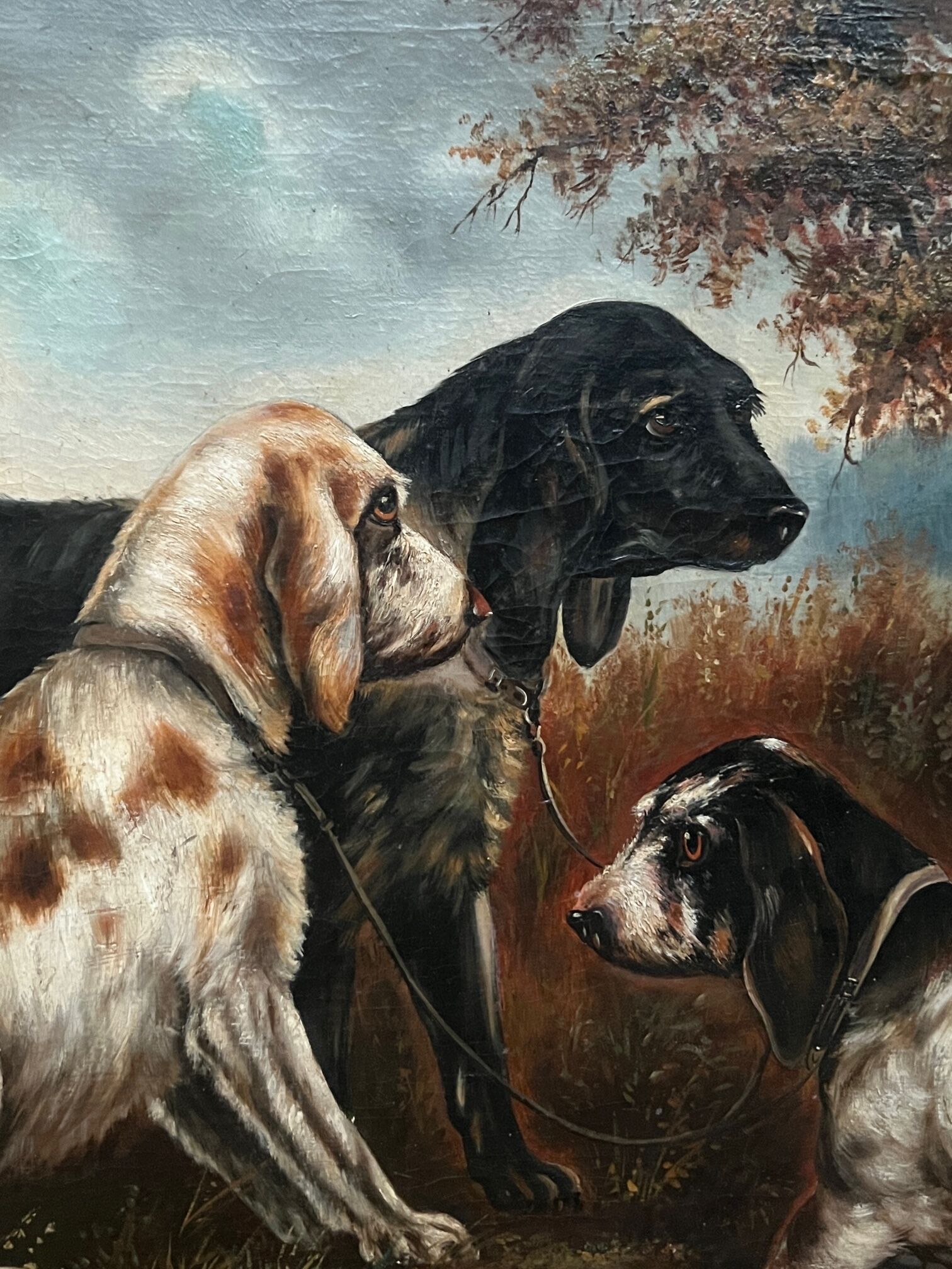 Painting "Hunting Dogs" Henri Schouten (1857-1927)