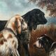 Tableau "Dogs in the Hunt" Henri Schouten (1857-1927)