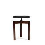 Tabouret danois réglable en hauteur avec cuir noir 1960