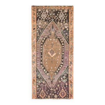 Tapis turc Oushak fait main en laine et coton orange des années 1970 181x414