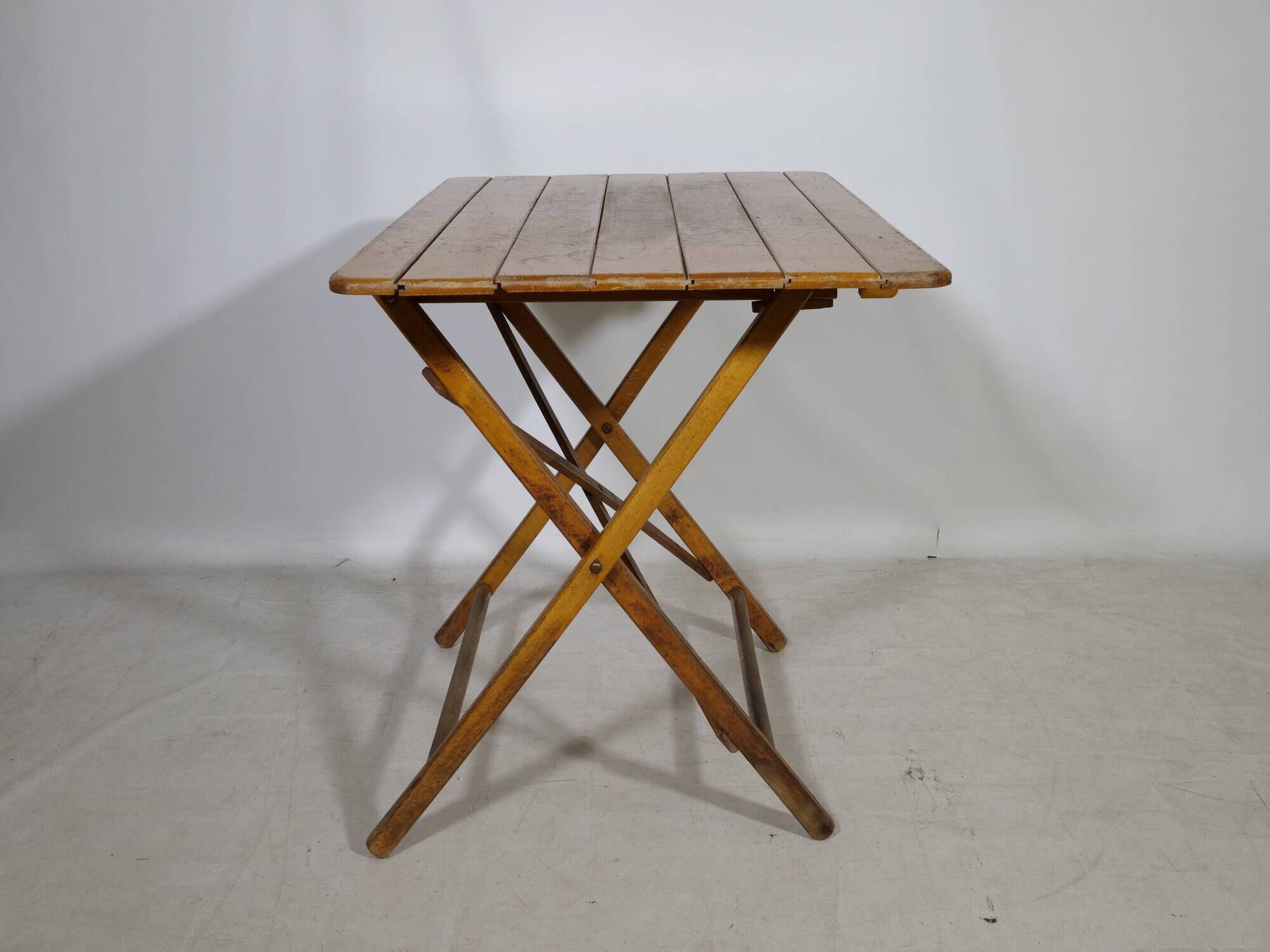 Vintage Solid Wood Folding Garden Furniture Set, Set of 3, 1970s
