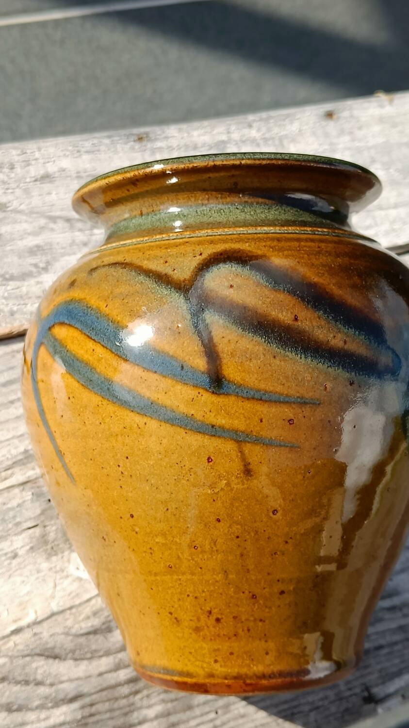 Flamed enamelled stoneware vase