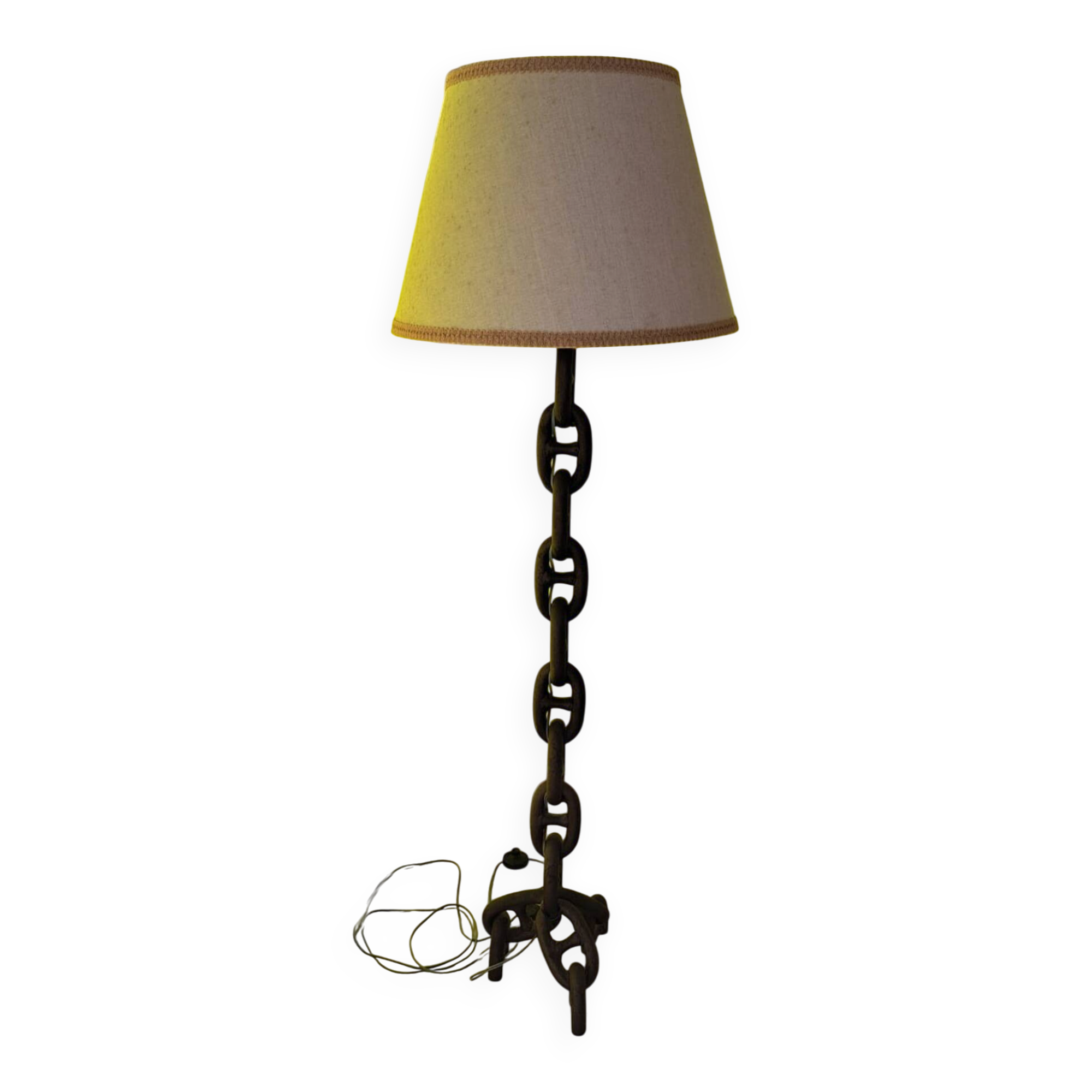 Lampe de sol artisanale "Chaîne d'Ancre" – Style Industriel & Maritime