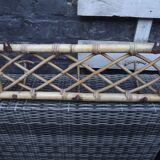 Vintage 60s 3-branch rattan metal coat hook