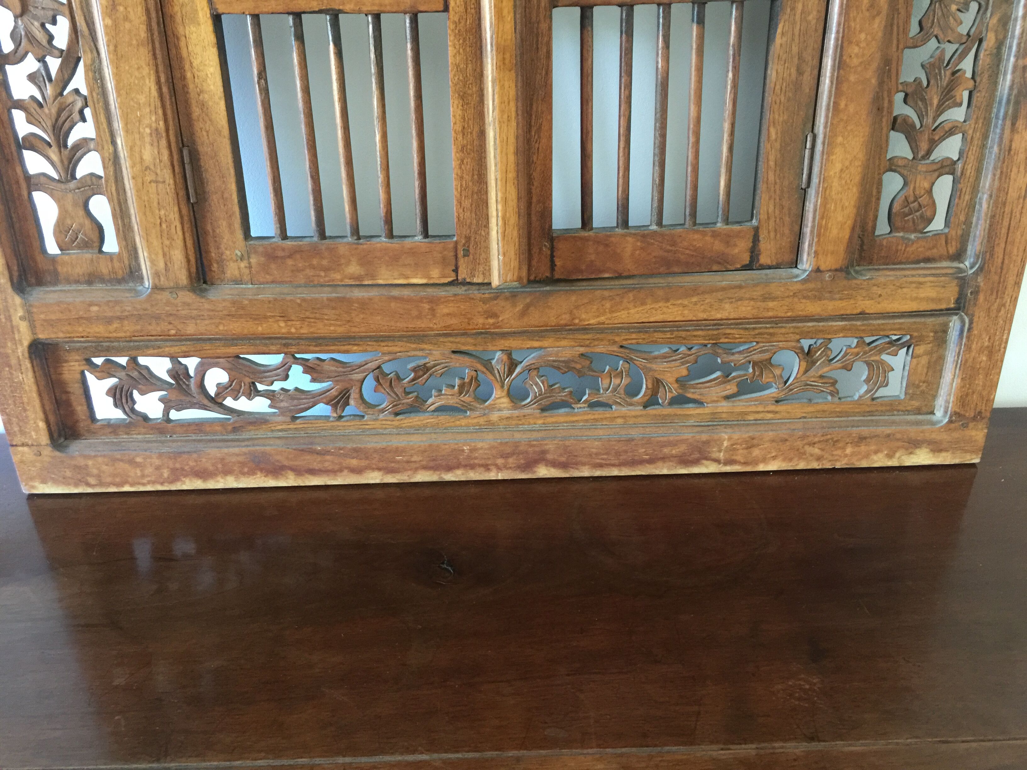 Indian carved wood window