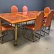 Vintage burl wood and brass dining table by Belgochrom, 1970s