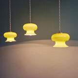 Vintage suspension trio in green opaline, 1960s-70s.