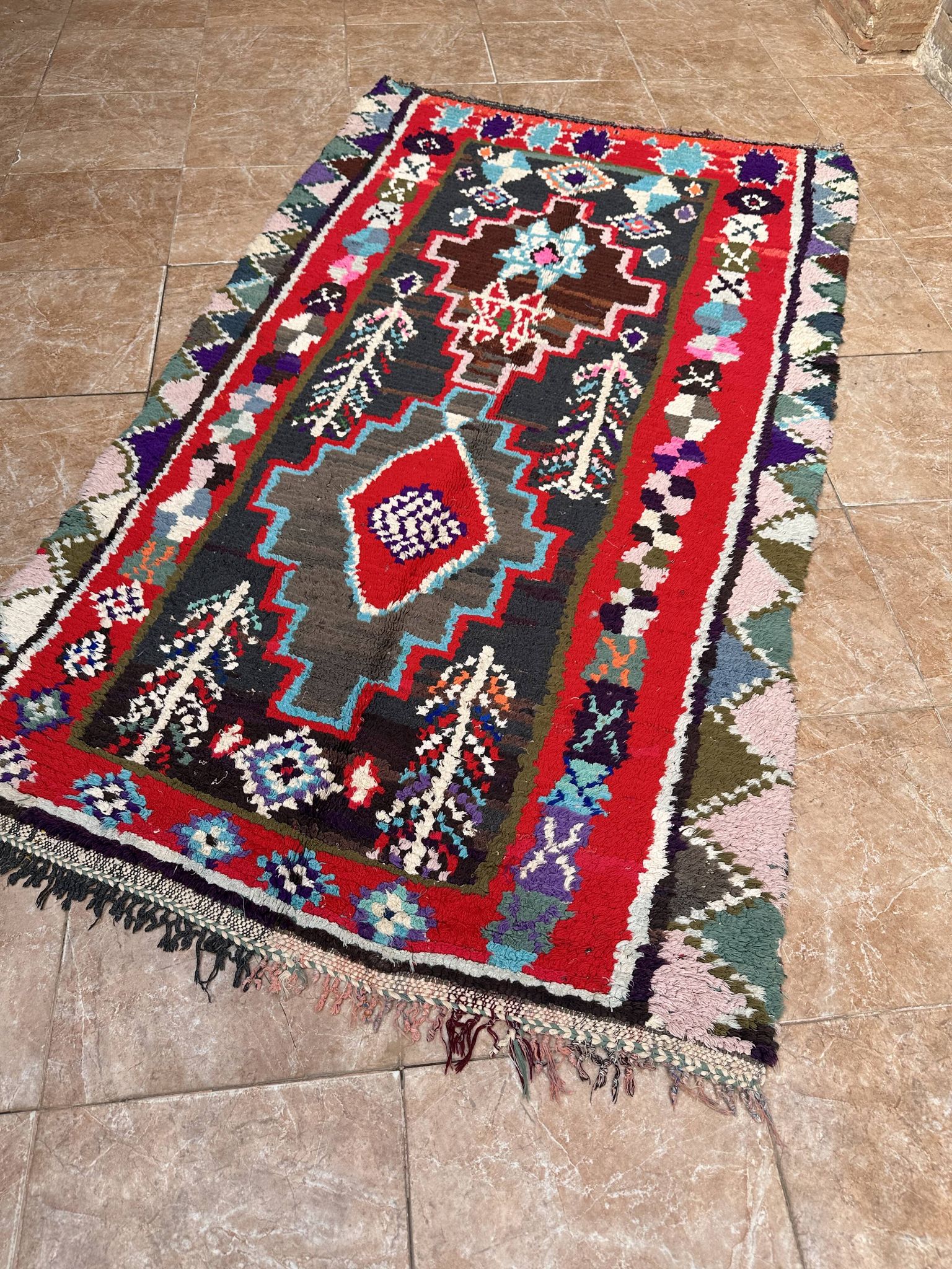 Tapis marocain vintage - Petit tapis Boujaad -  Tapis Boucharouit