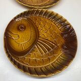 2 vintage fish dishes in slip from Sarreguemines