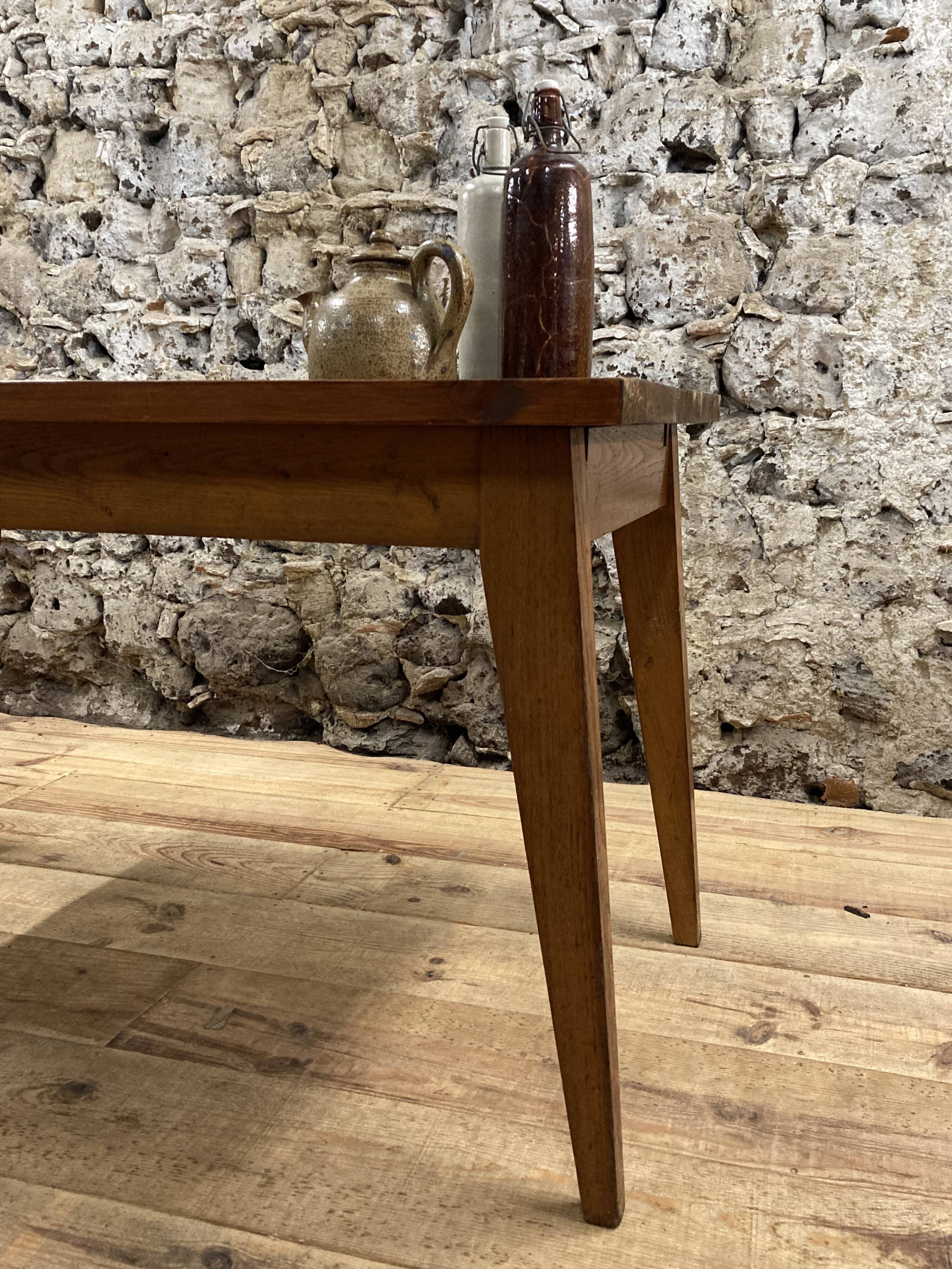 Rectangular farmhouse table 120cm wooden from the 60s /70s / dining table for 6 people