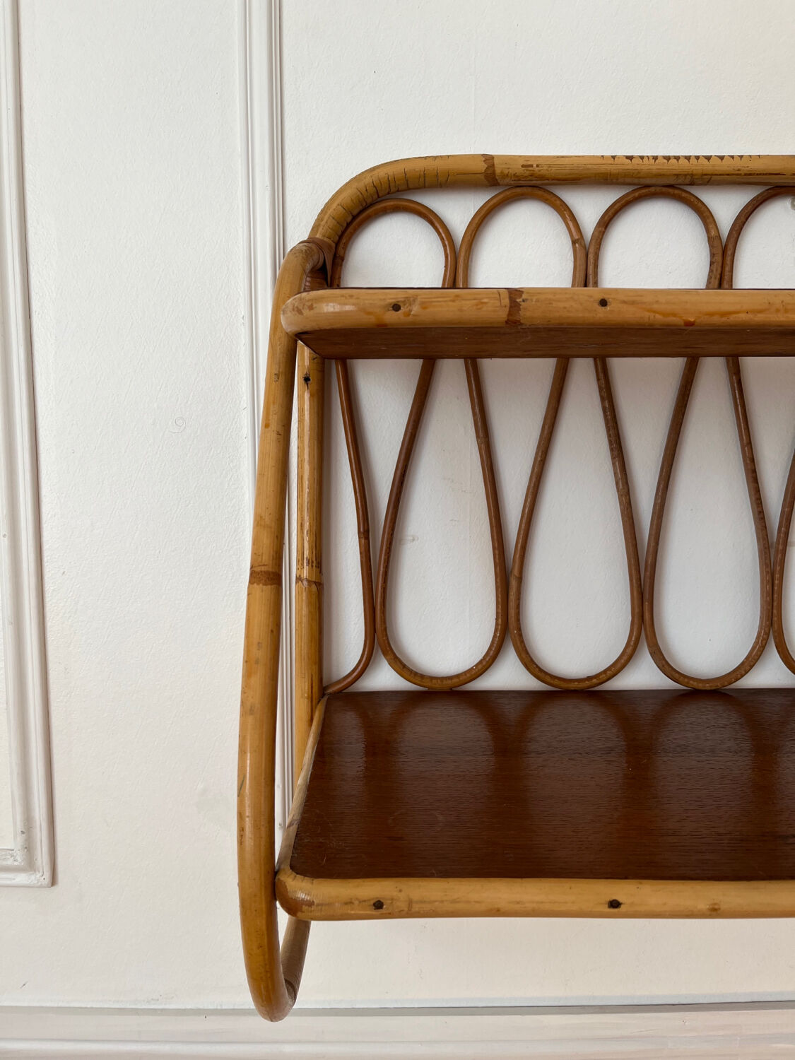 Vintage rattan wall shelf