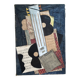 Original Vintage Cubist Collage Guitar Vintage Carved Wood Frame