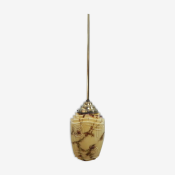 Art deco hanging lamp with marbled glass shade