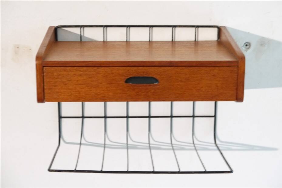 Vintage Scandinavian wall bedside table 1960