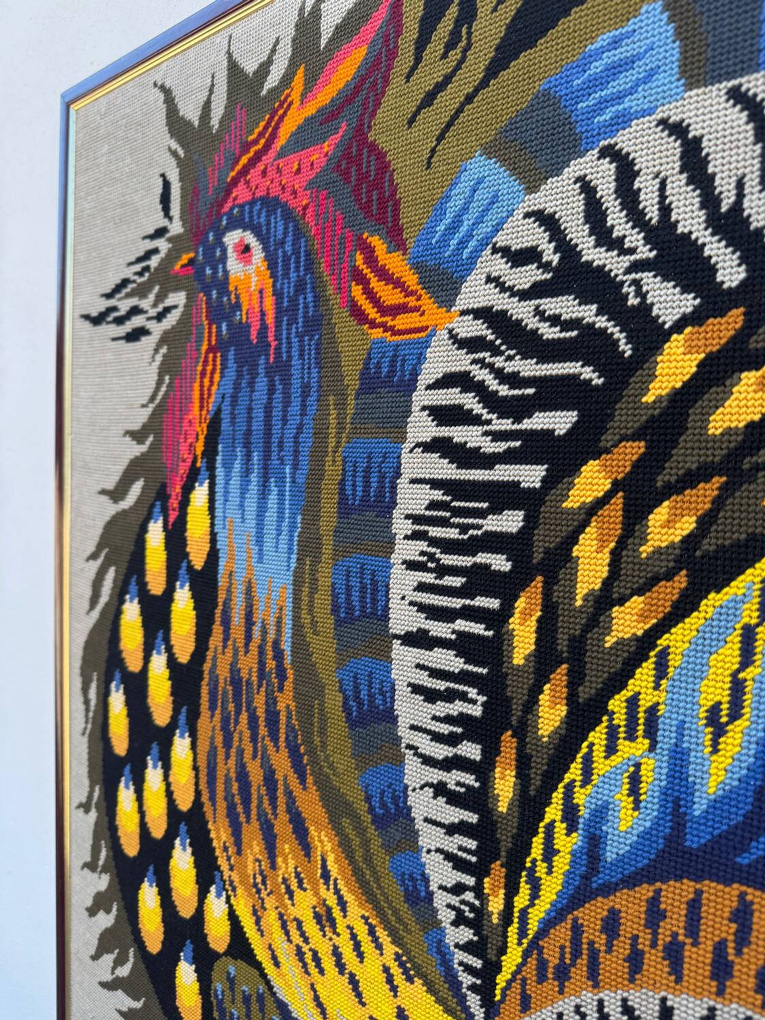 Flamboyant rooster tapestry from the 70s