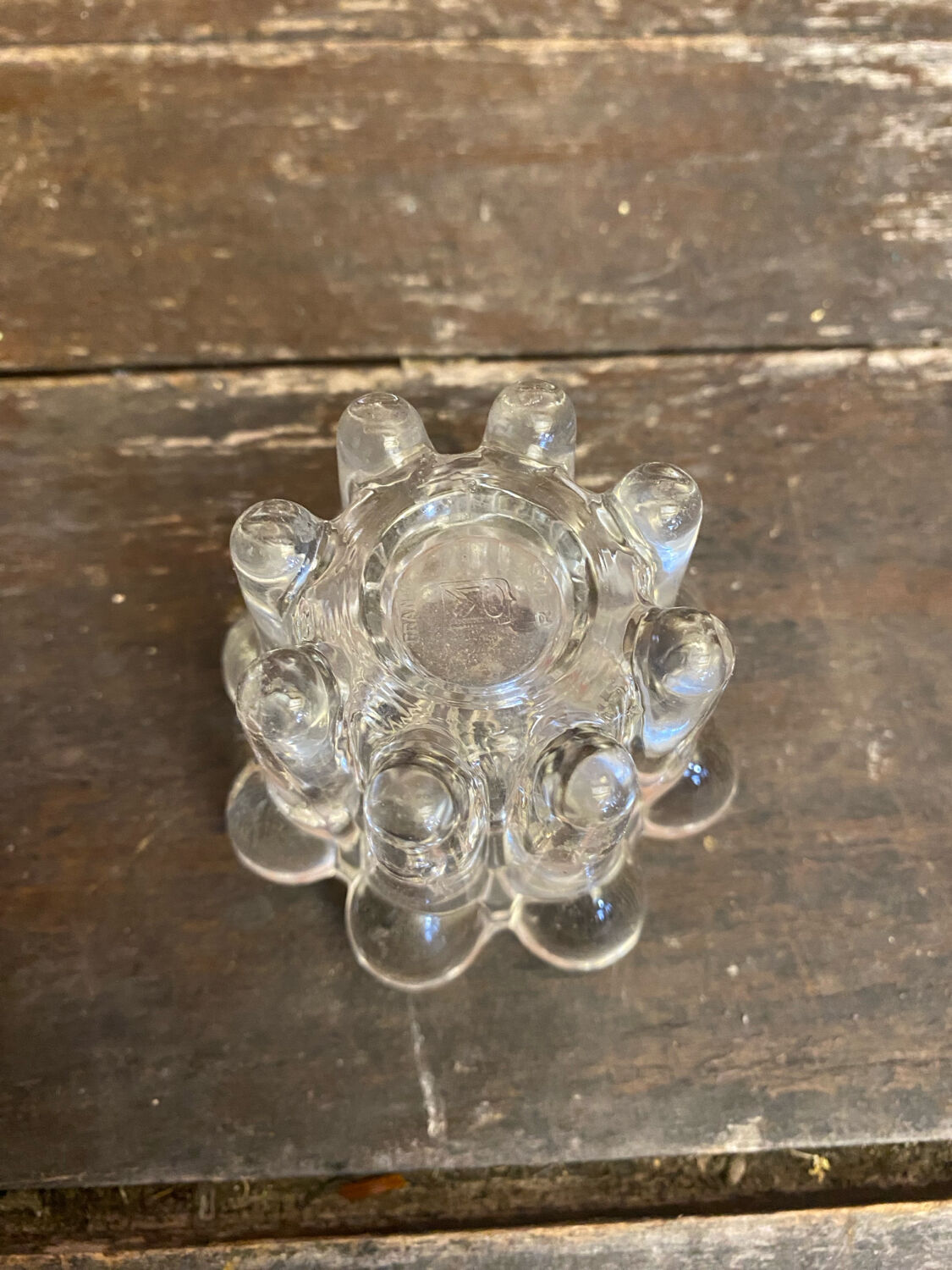 Set of 4 Vintage Glass Moulded Candle Holders 1970s France