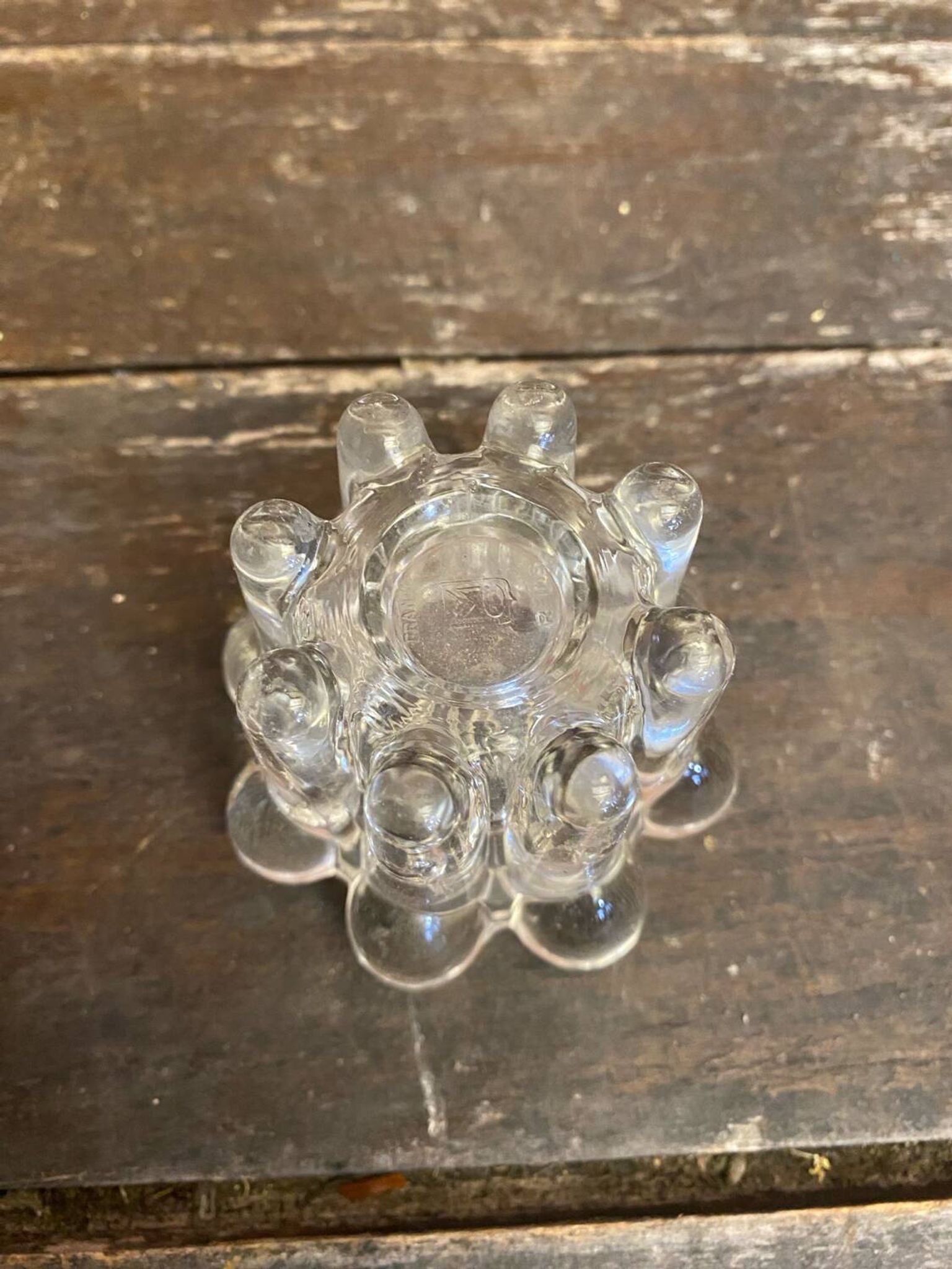 Set of 4 Vintage Glass Moulded Candle Holders 1970s France