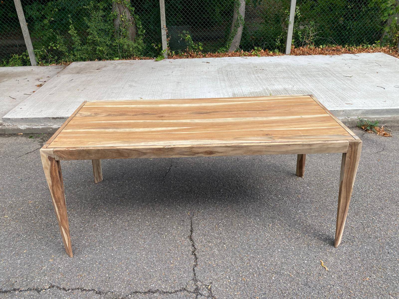 Dining table 175x80 renovated in raw solid acacia Tikamoon 6/8 people