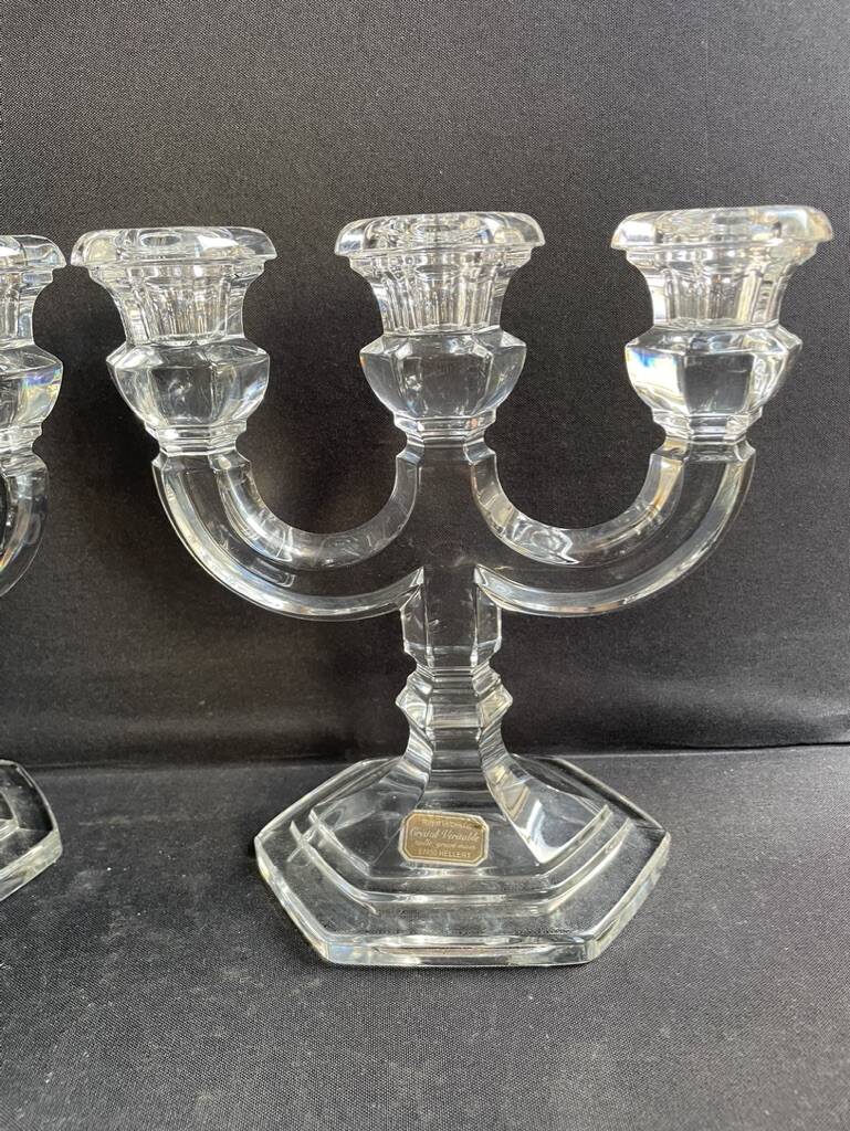 Pair of crystal candlesticks – Bernard Schott – Hellert (Moselle)