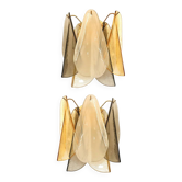 Contemporary Modern Multicolour Amber "Rondini" Murano Wall Sconces - Set of