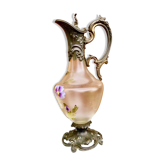 Carrafe or ewer style art nouveau in enamelled glass and metal art table