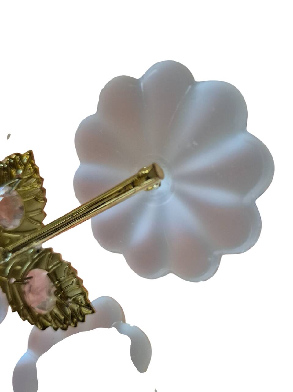 Pair of Banci Florence gold metal and crystal flower wall sconces