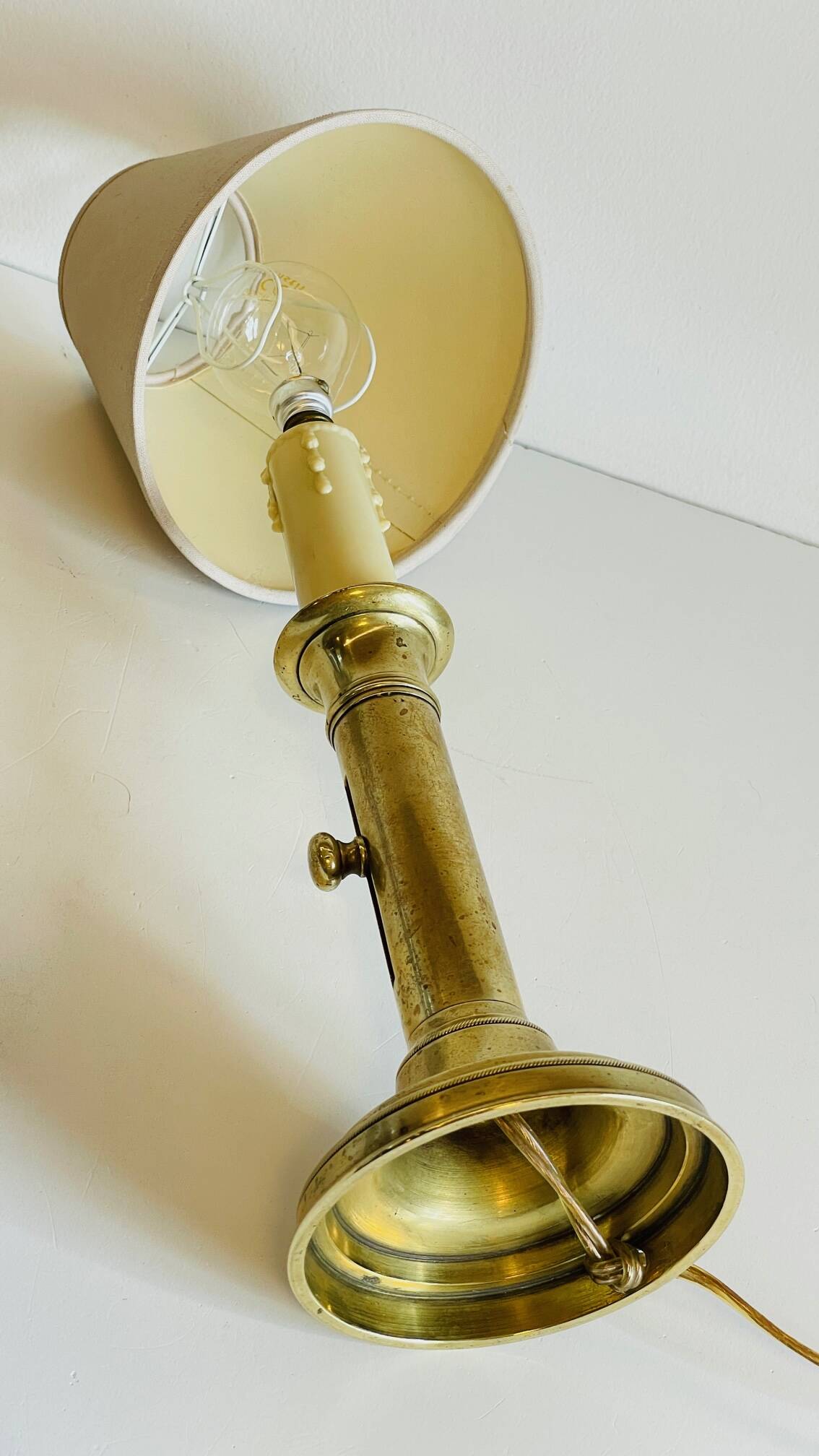 Vintage Solid Brass Candlestick Lamp