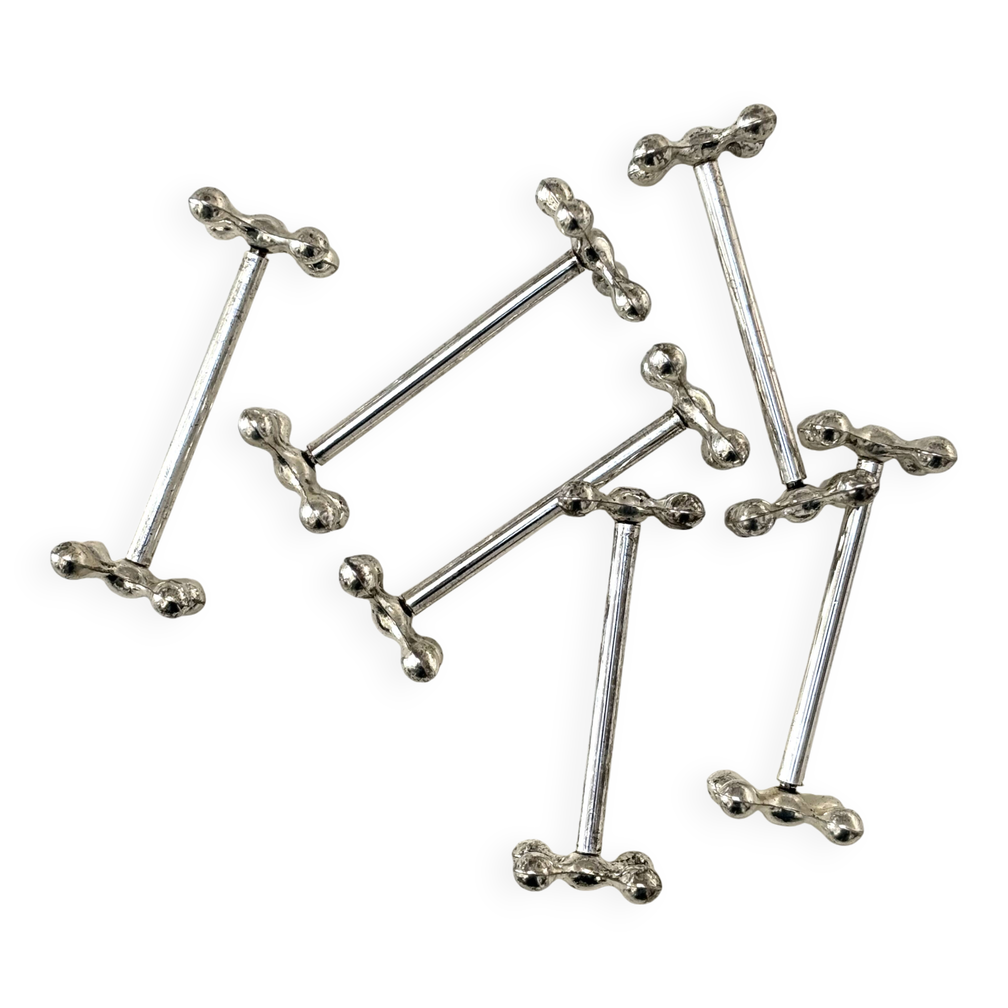 Set of 6 silver metal knife rests in the Letang Remy style