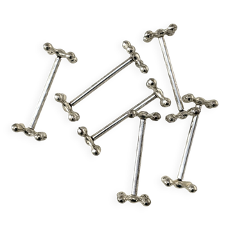 Set of 6 silver metal knife rests in the Letang Remy style