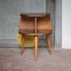 Vintage wooden bedside table, wooden bedside table with compass legs