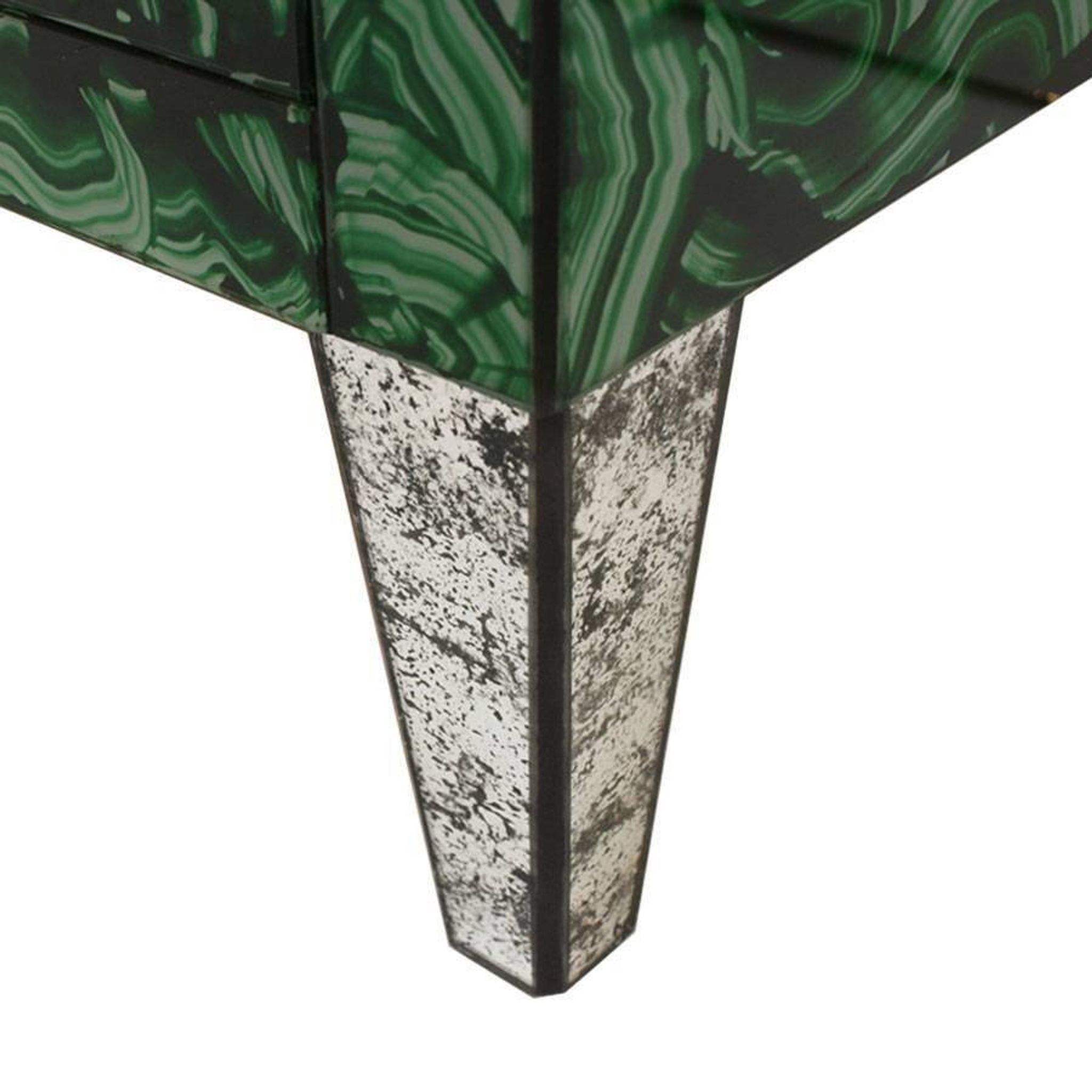 Commode italienne en verre vert-malachite de style mid-century modern